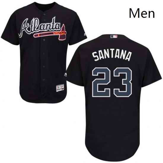Mens Majestic Atlanta Braves 23 Danny Santana Blue Flexbase Authentic Collection MLB Jersey